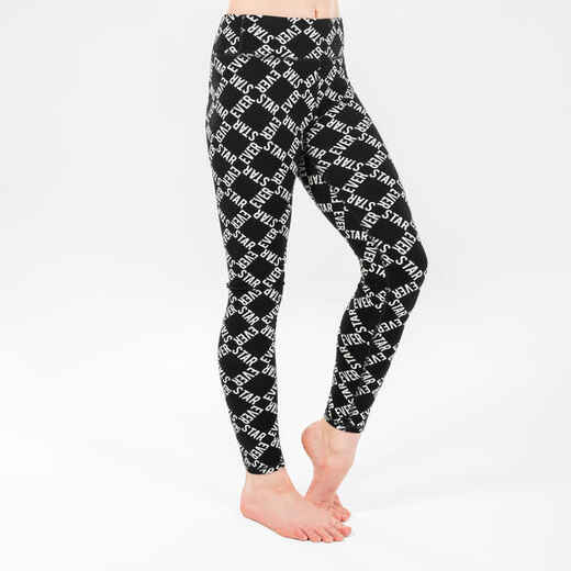 
      Tanz-Leggings Mädchen Modern Dance hoher Taillenbund - mit Print schwarz
  