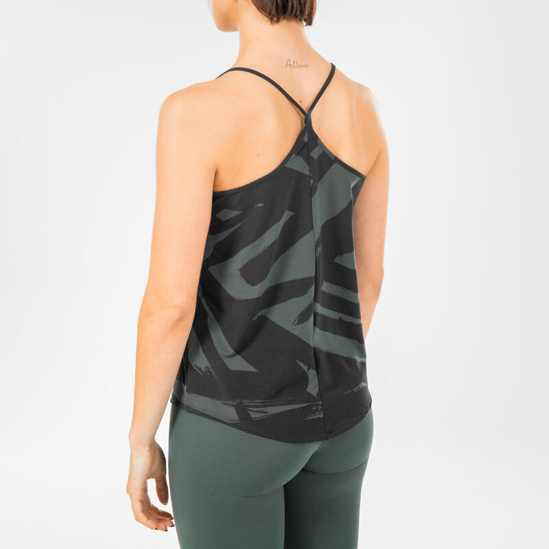 Camiseta Sin Mangas Danza Moderna Mujer Caqui Negro Holgada Tirantes Finos