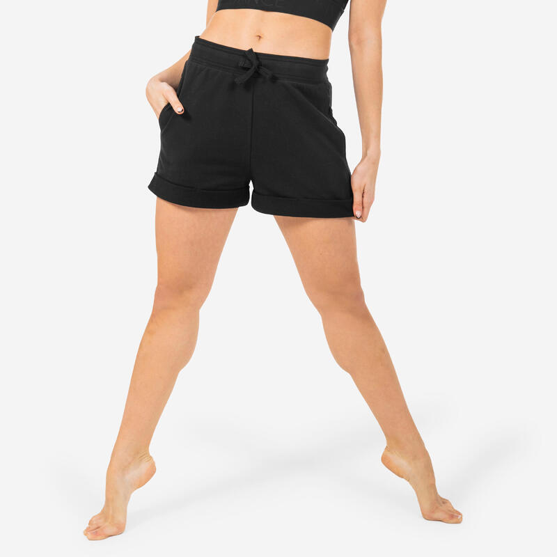 Wijde short voor moderne dans dames zwart