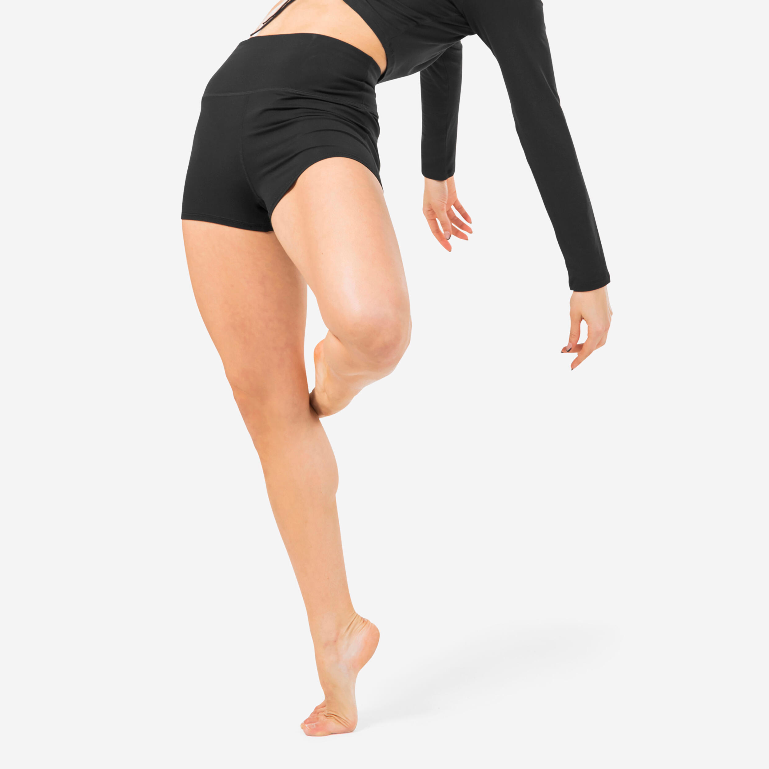 Women's Modern Jazz Dance LongSleeved MultiWay TShirt Black STAREVER Decathlon