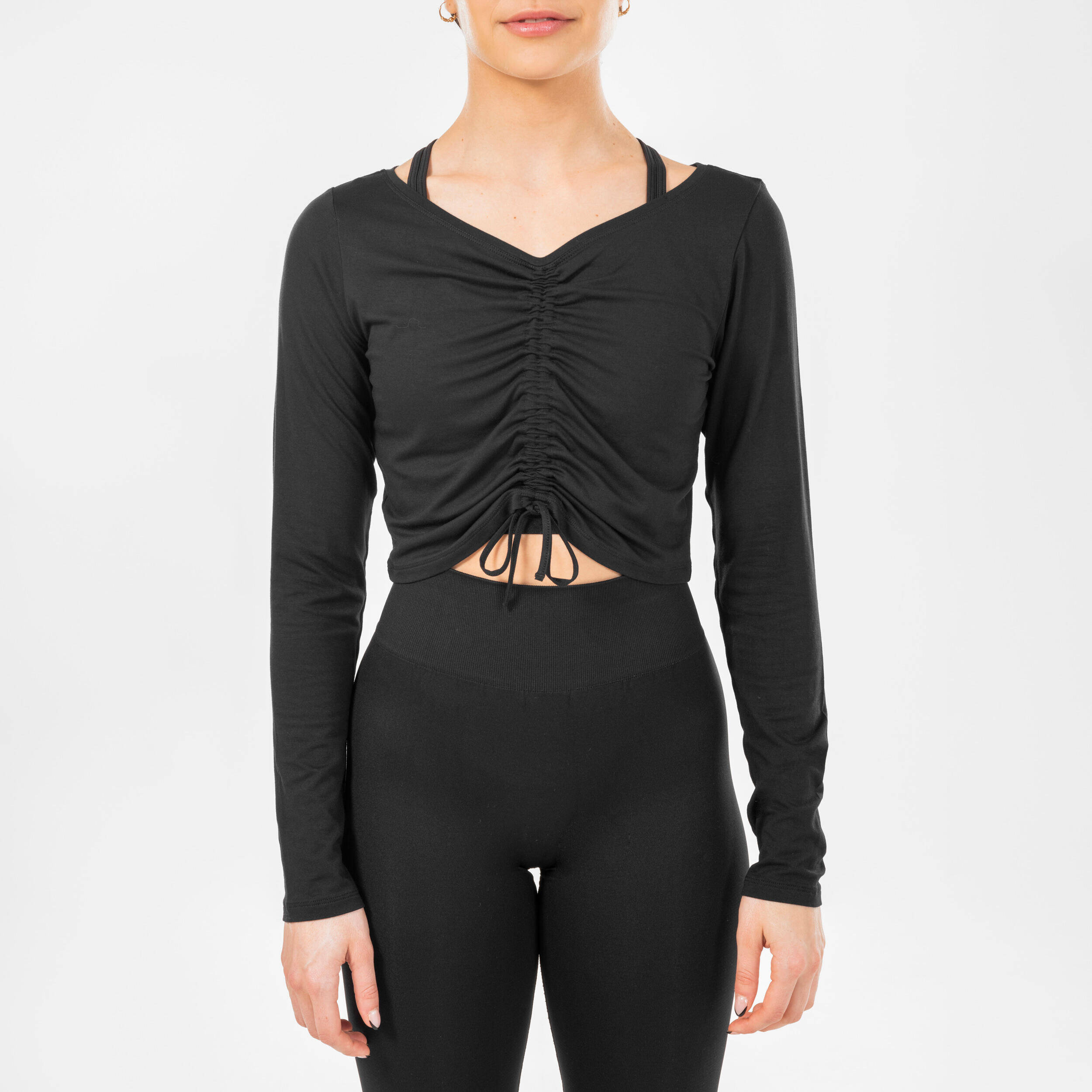 Women's Modern Jazz Dance Long-Sleeved Multi-Way T-Shirt - Black -  4
