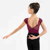 Short-Sleeved Veil Ballet Leotard - Burgundy