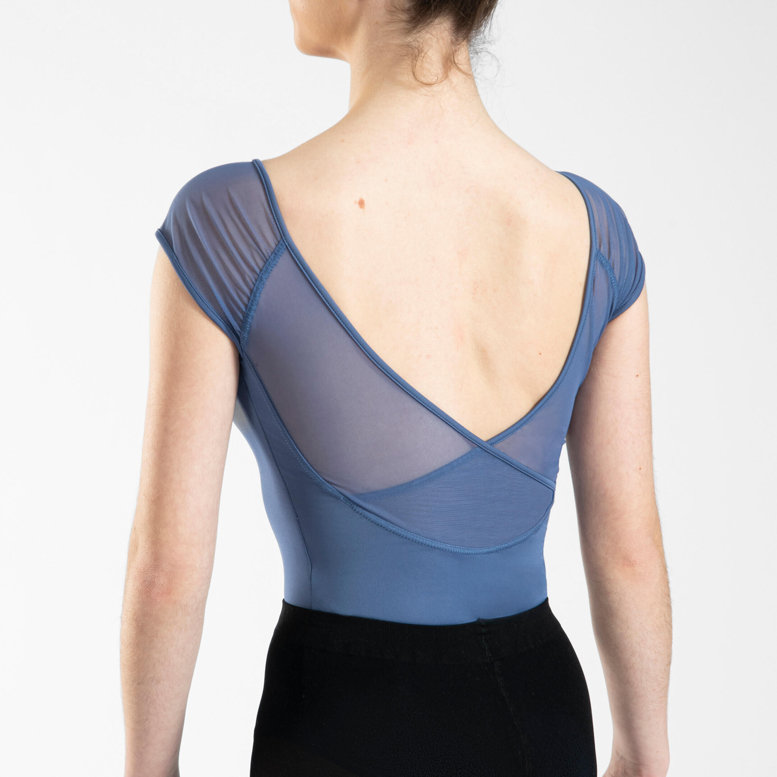 STAREVER Women's & Girls' Short-Sleeved Veil Ballet Leotard - Blue