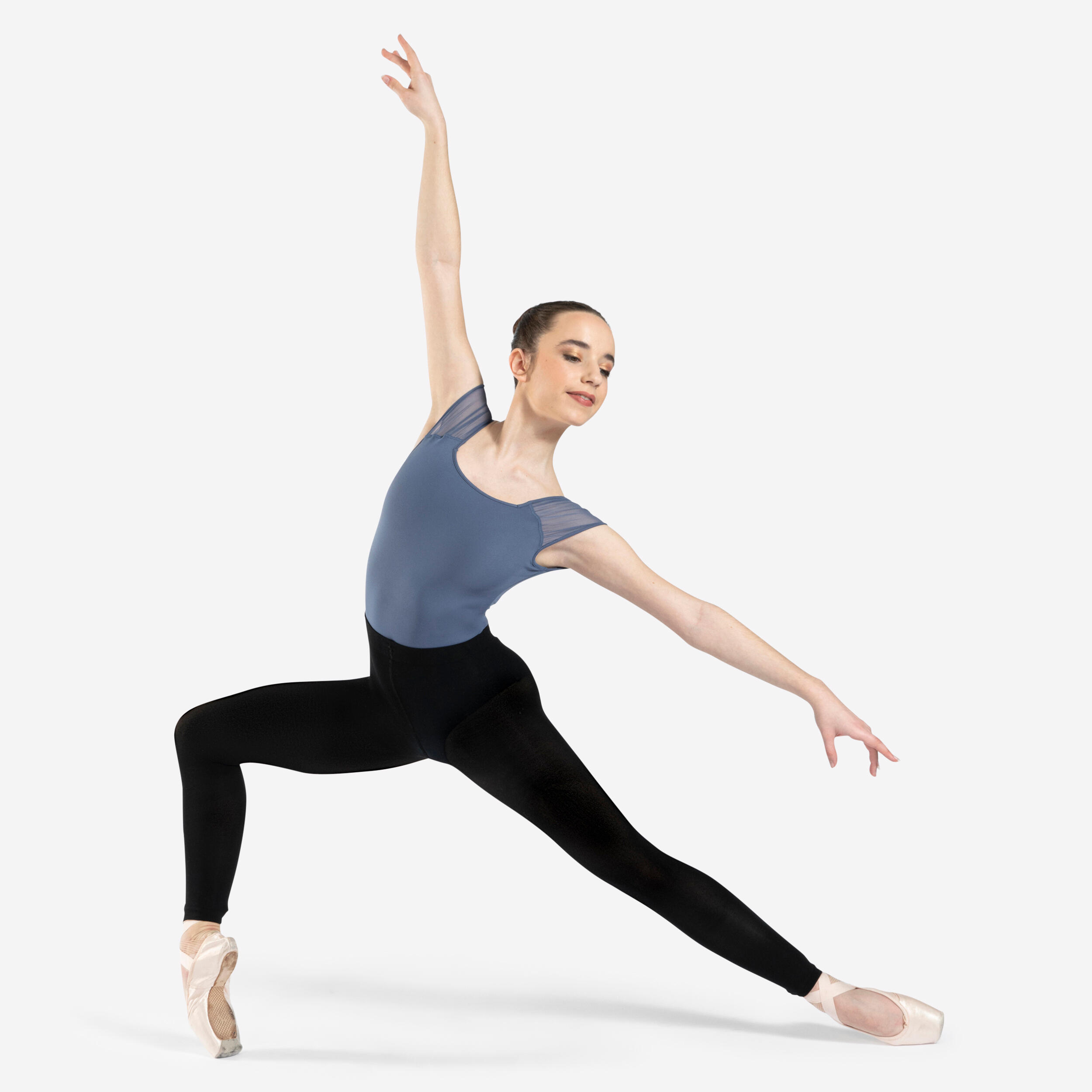Starever - Justaucorps De Danse Classique Manches Courtes Voile Bleu - Femme Et Fille - Justaucorps - Danse / Gymnastique - Bleu - 8/9 Ans / 131/140 Cm - Decathlon