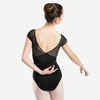 Women's and Girls' Short-Sleeved Veil Ballet Leotard - Black