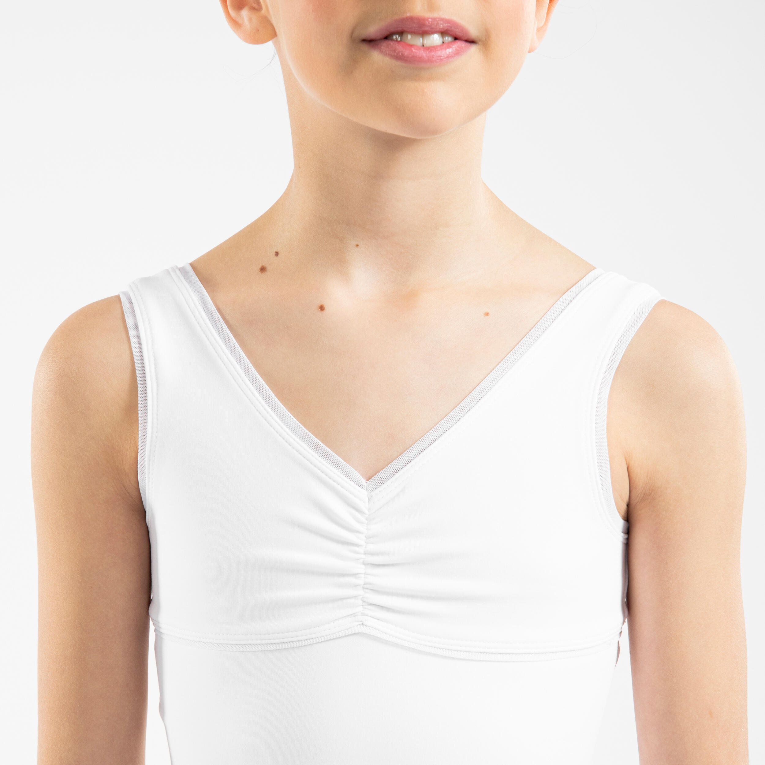 Girls' Ballet Leotard - White 3/4