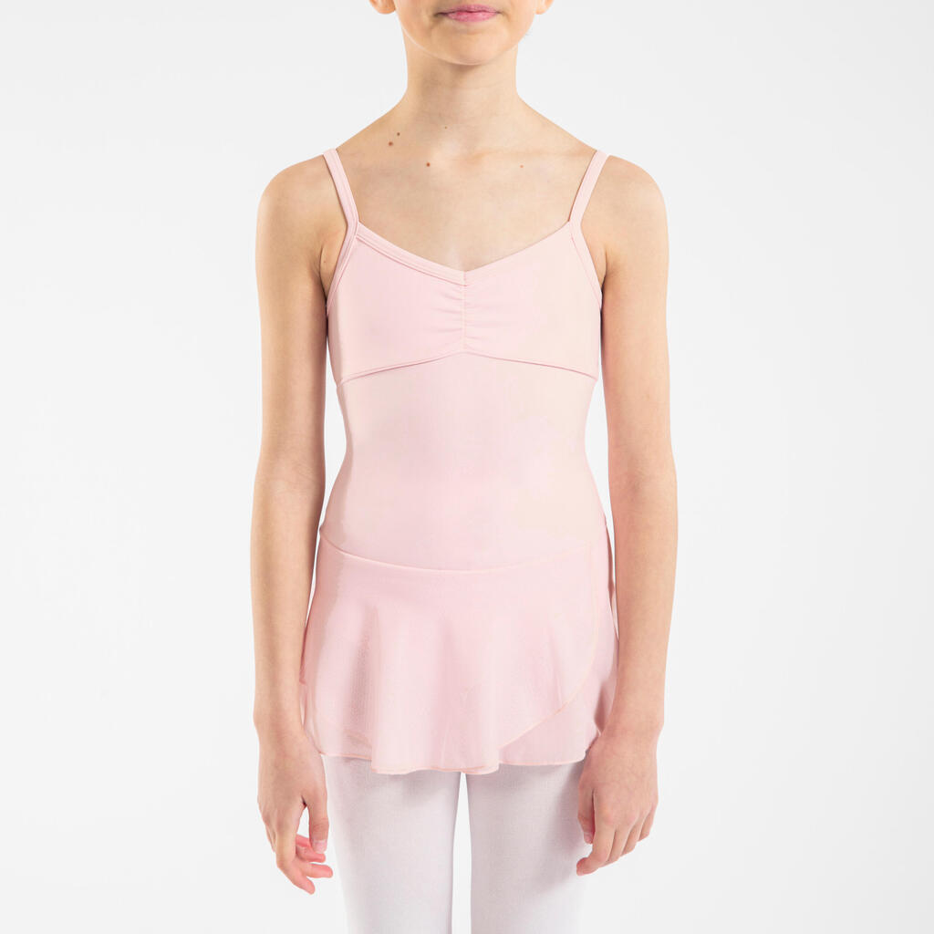 Meiteņu baleta triko ar svārkiem, blāvi rozā