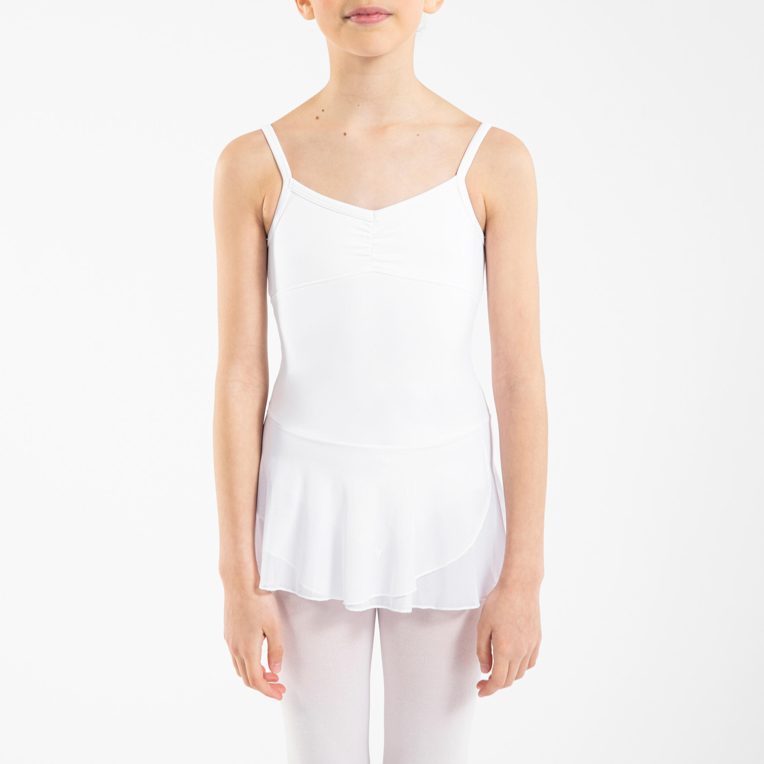 Girls' Skirted Ballet Leotard - White 3/7