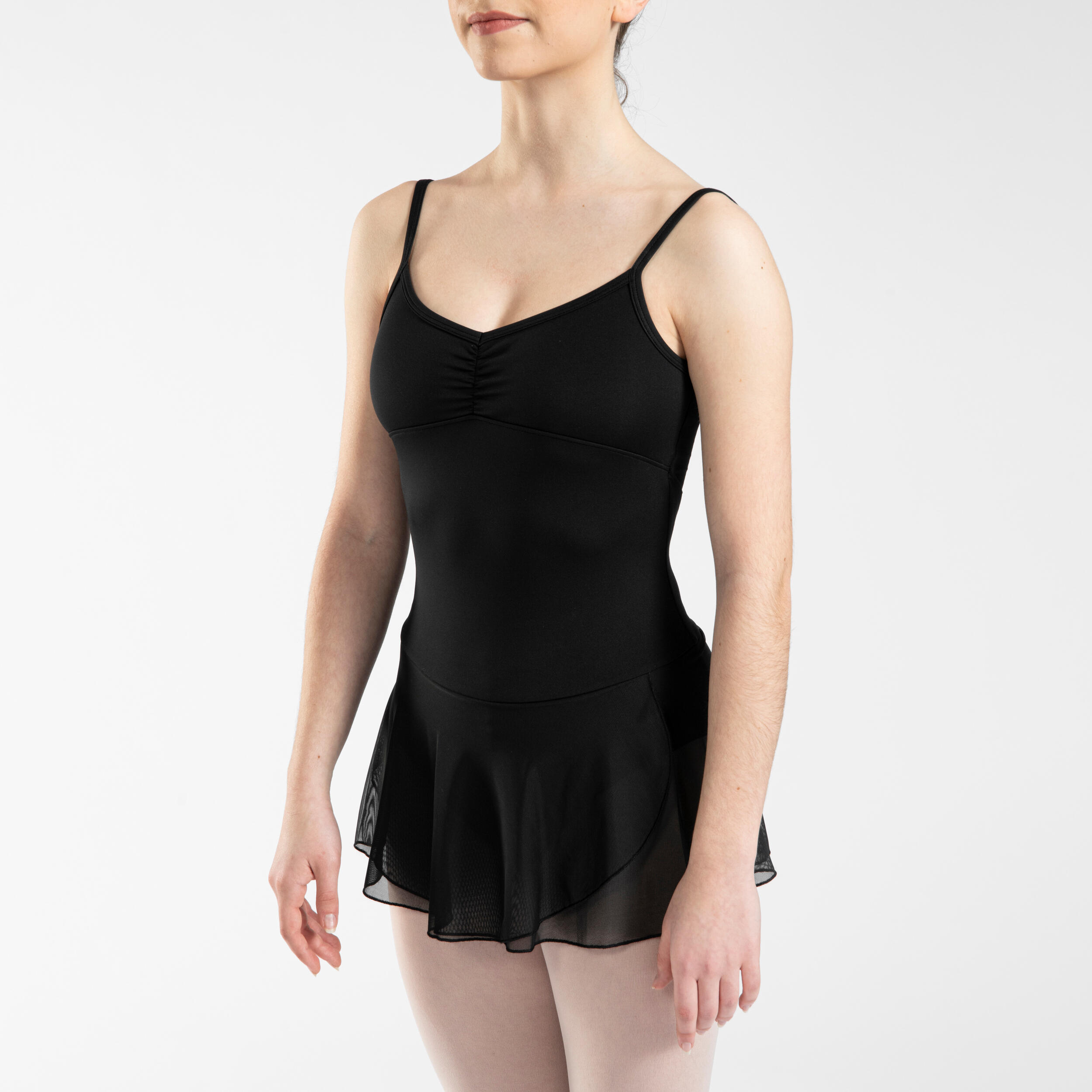 Body danza classica bambina con gonnellino 150 nero 5/8