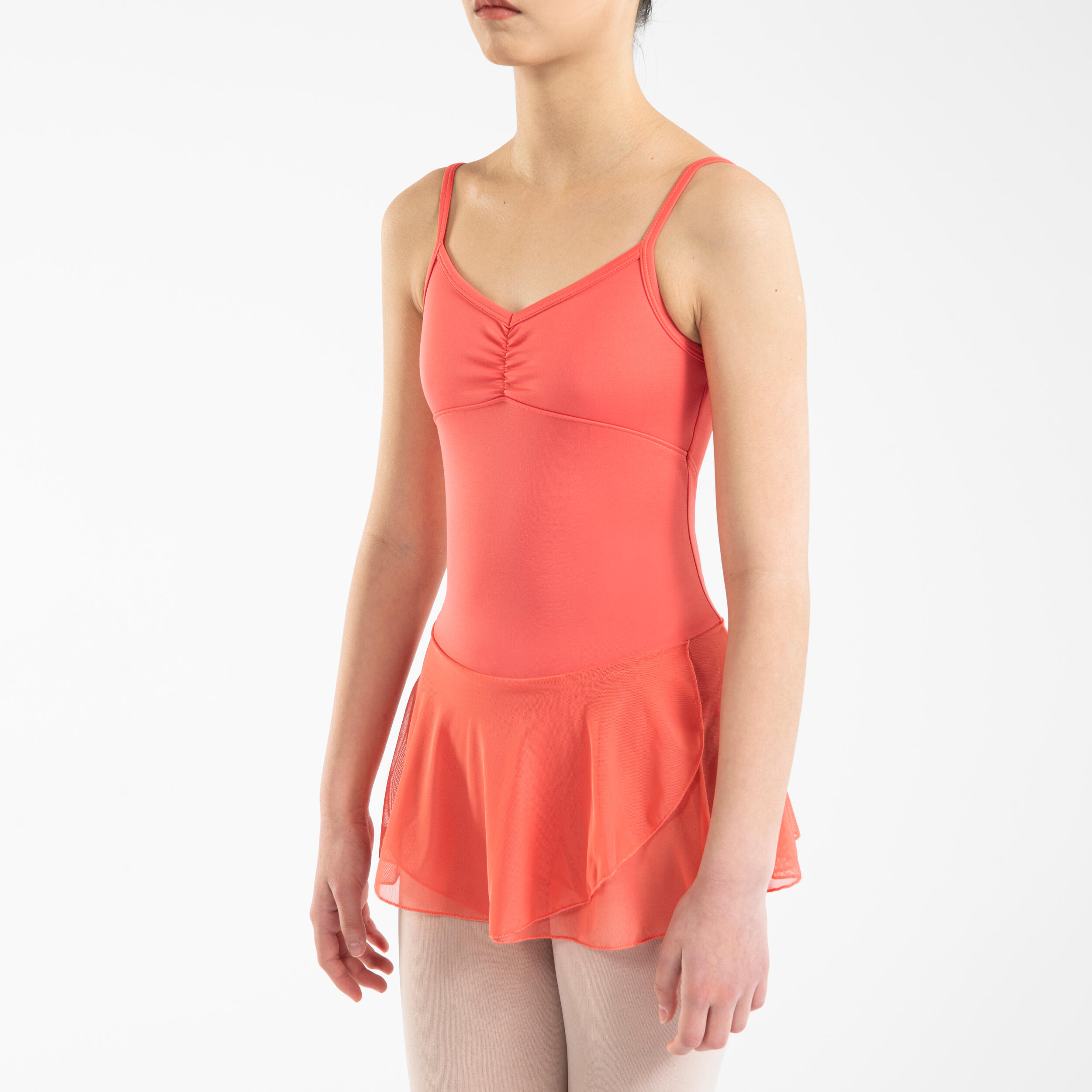 Túnica de ballet extensível Menina, Rosa  5/8