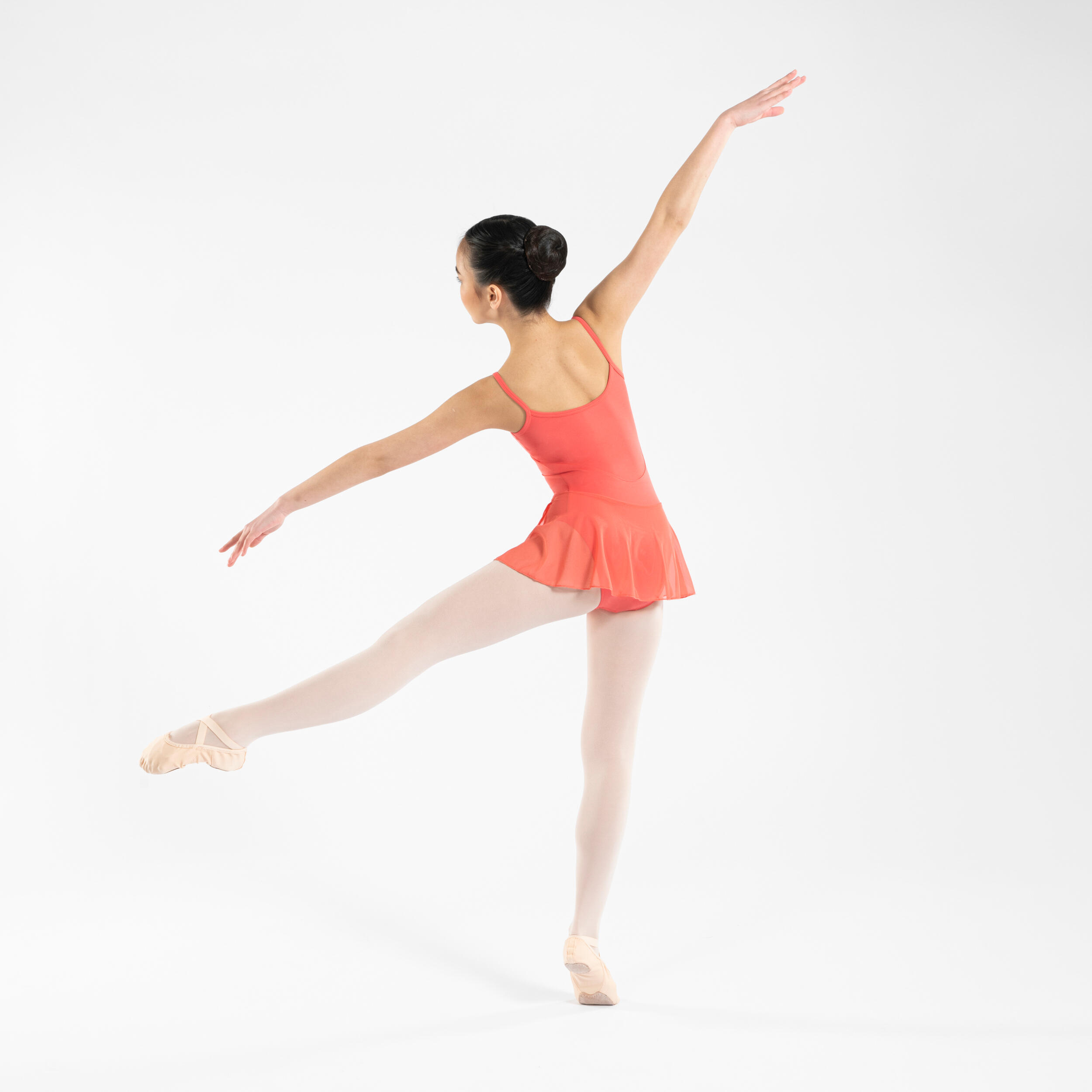 Girls' Ballet Skirted Leotard - Coral 3/4