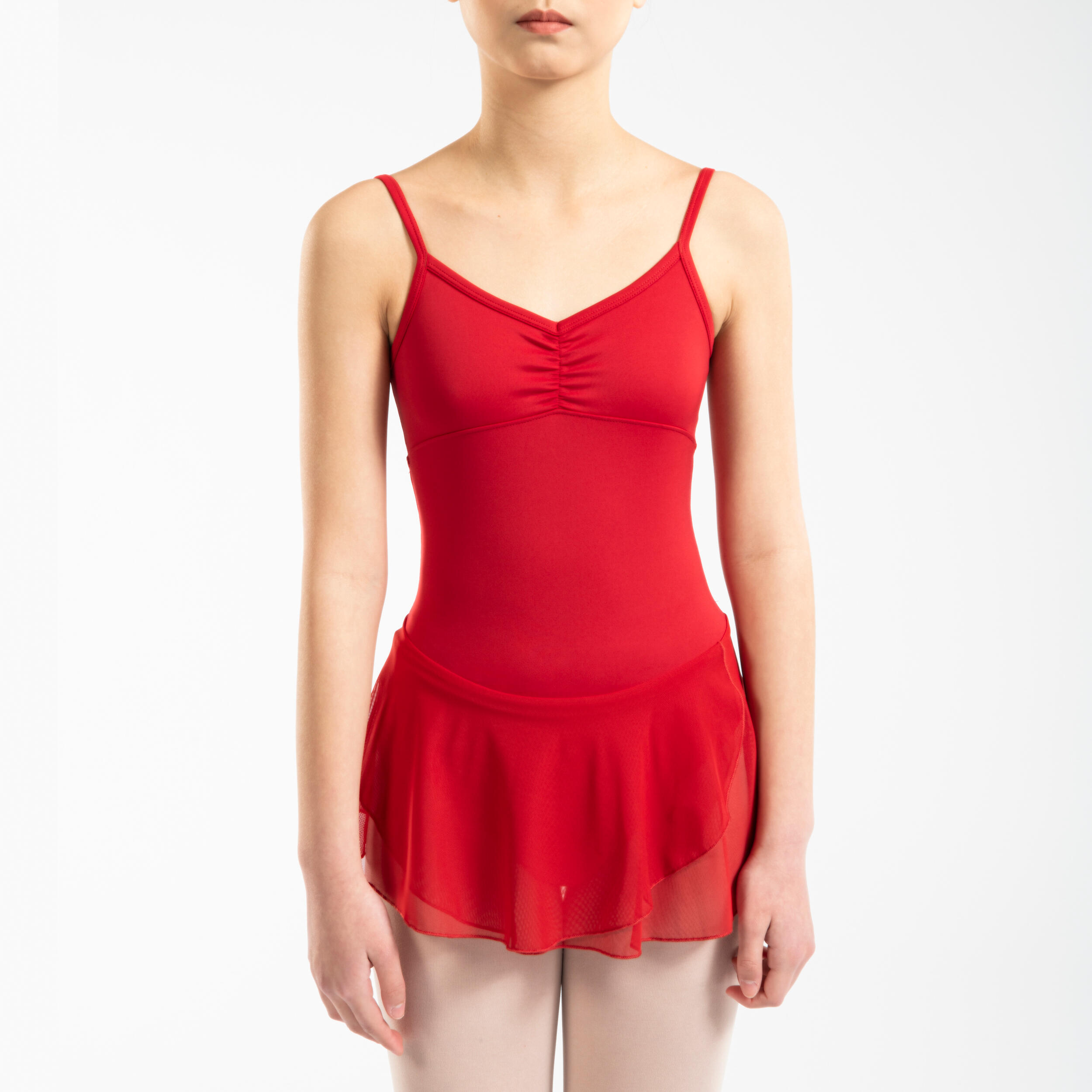 Girls' Ballet Skirted Leotard - Red 3/7