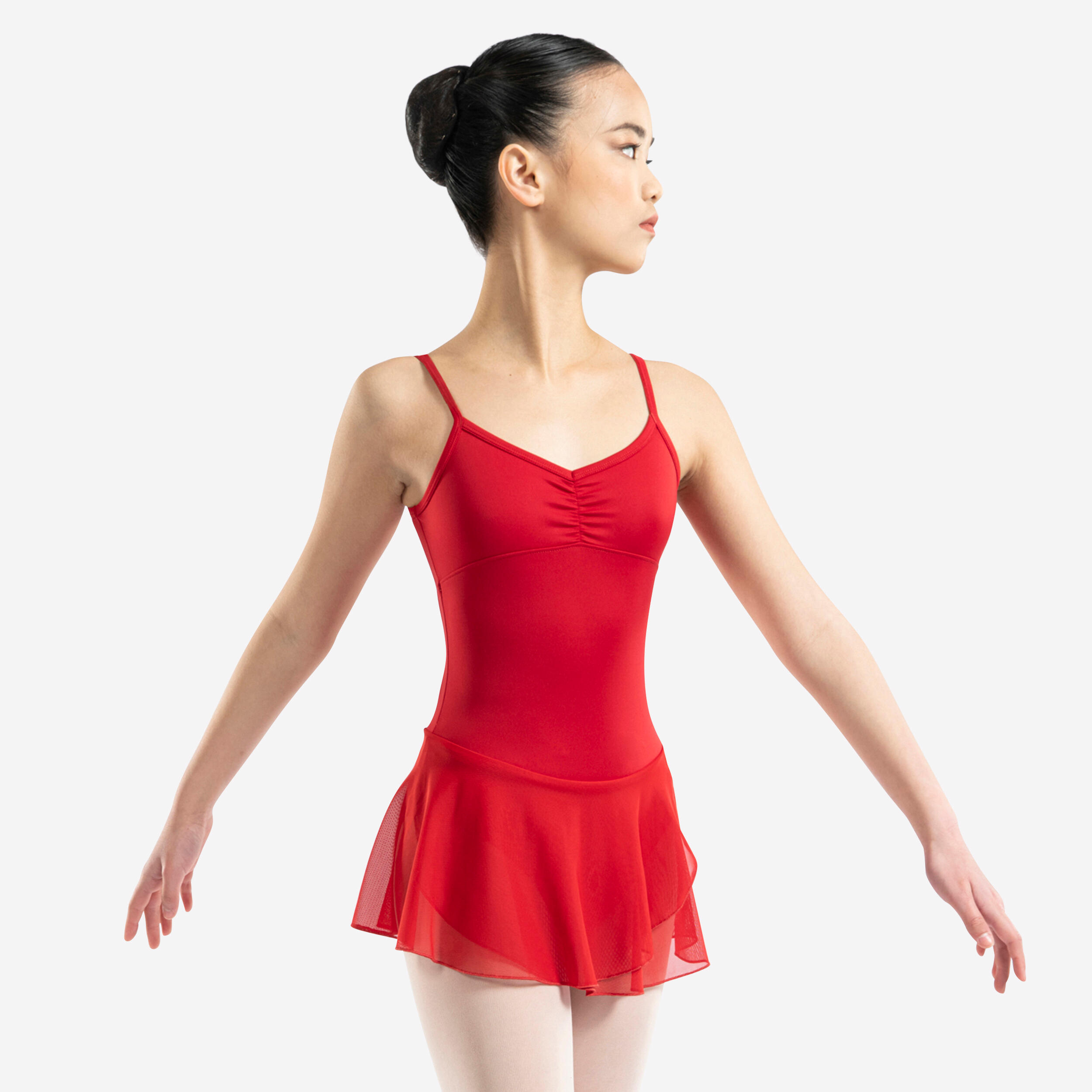 Girls' Ballet Skirted Leotard - Red 1/7