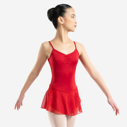 Maillot Manga Corta Red Transparente, Ropa Danza Ballet