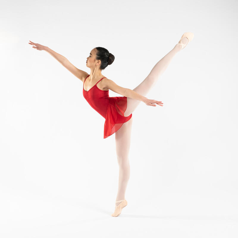 Body danza classica bambina con gonnellino150 rosso