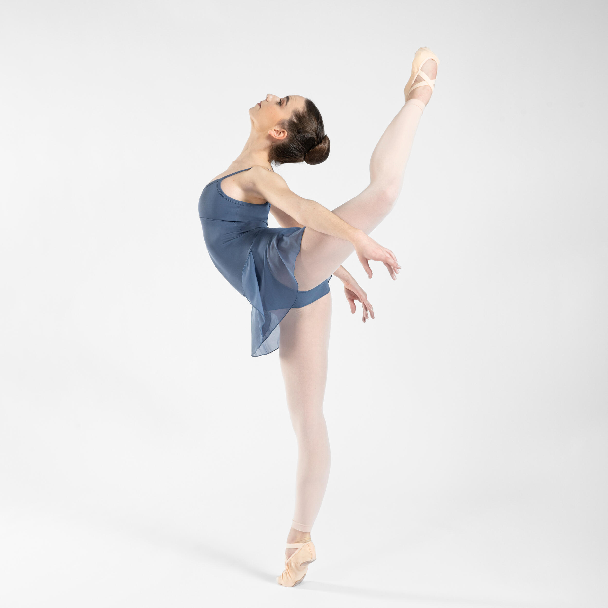 Girls' Ballet Skirted Leotard - Blue-Grey 4/7