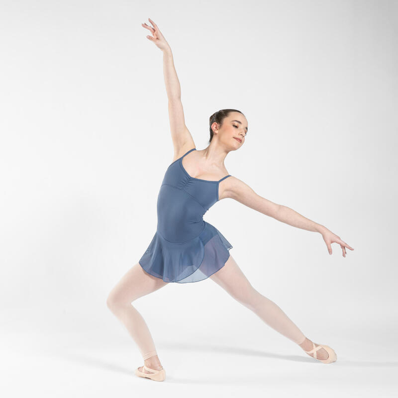 Body danza classica bambina con gonnellino 150 blu