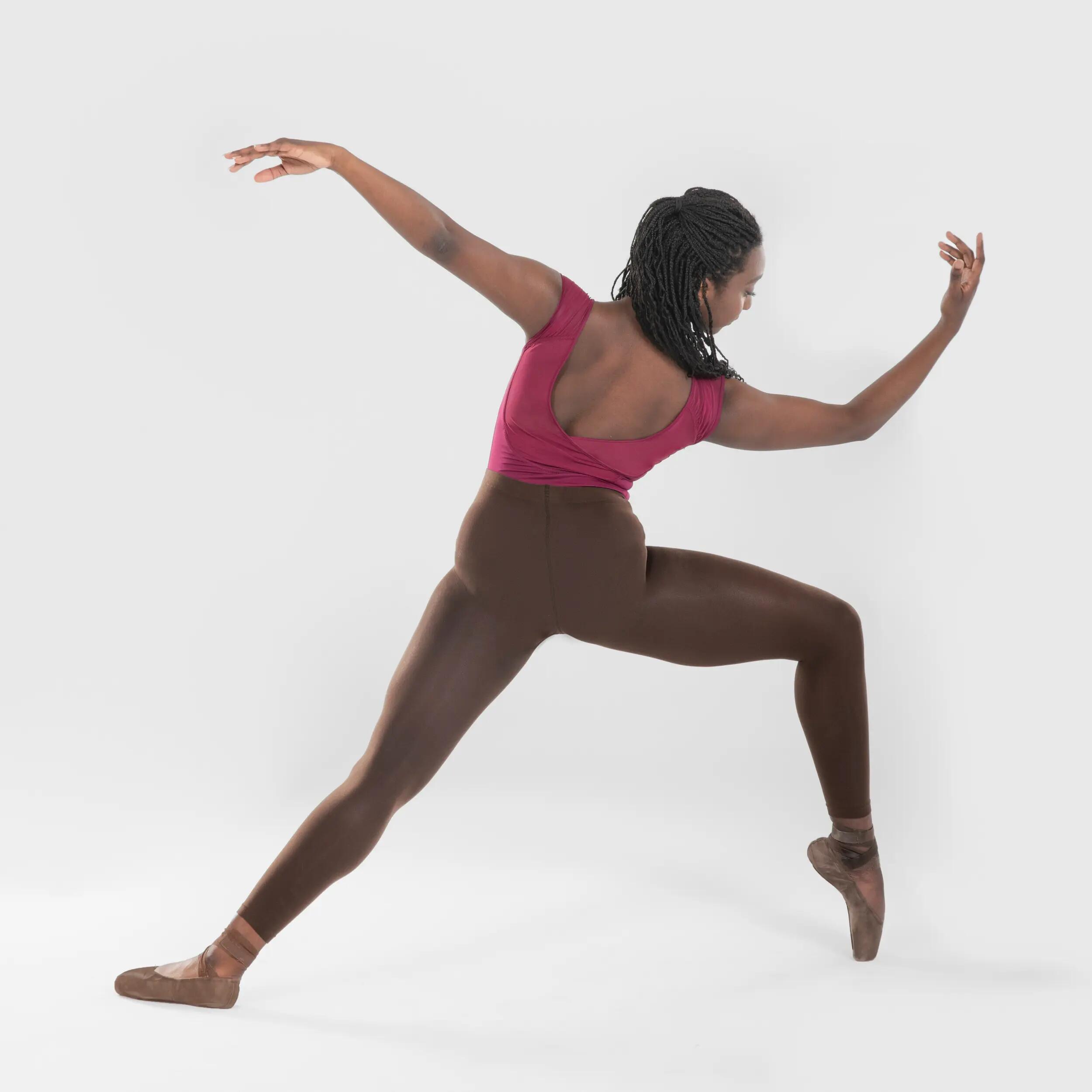 Maillot Danza Clásica Mujer/Niña Burdeos Manga Corta Gasa 5/9
