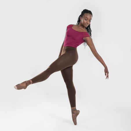 Women's & Girls' Short-Sleeved Veil Ballet Leotard - Burgundy