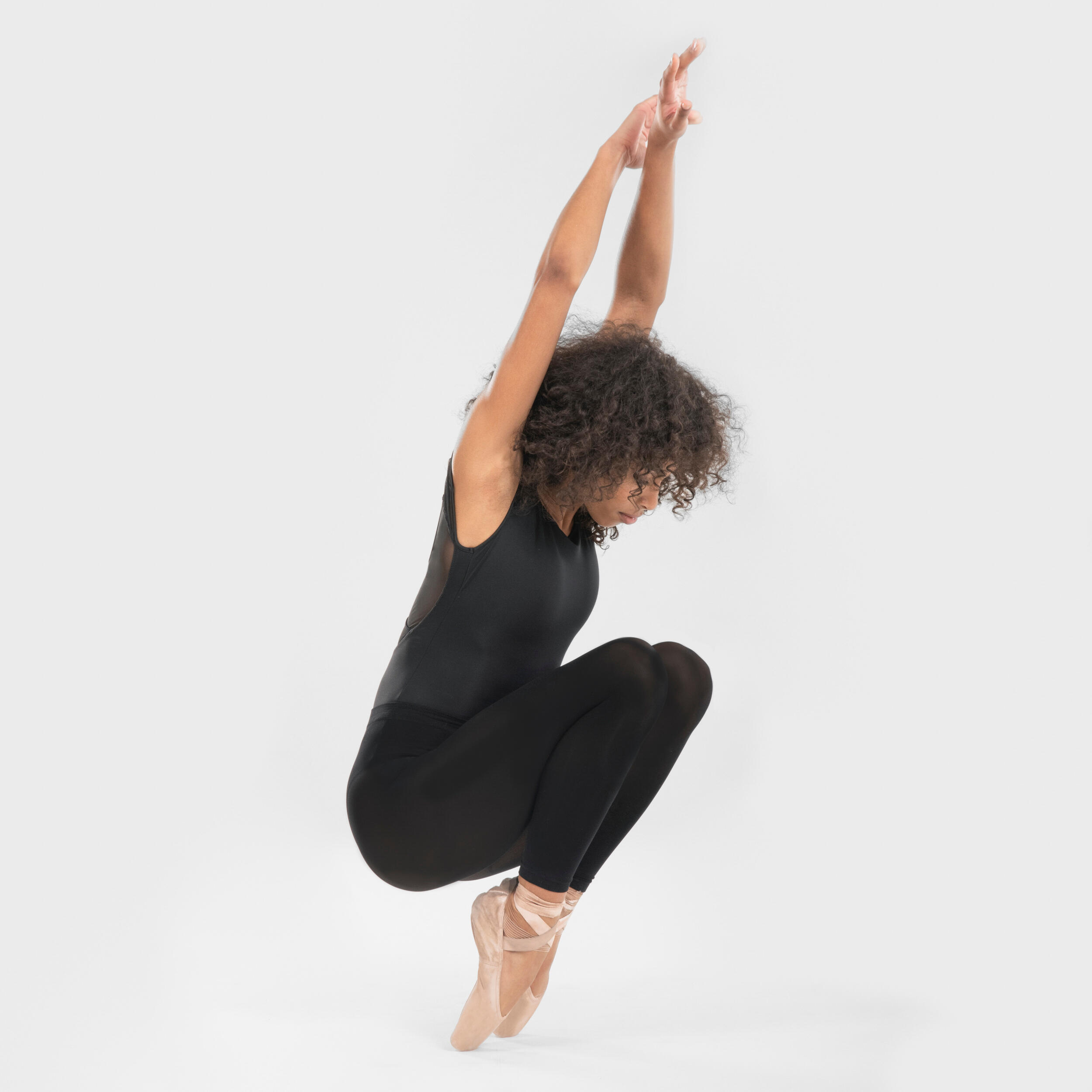 Leotardo Danza Clásica Mujer/Niña Negro Manga Corta Gasa 7/40