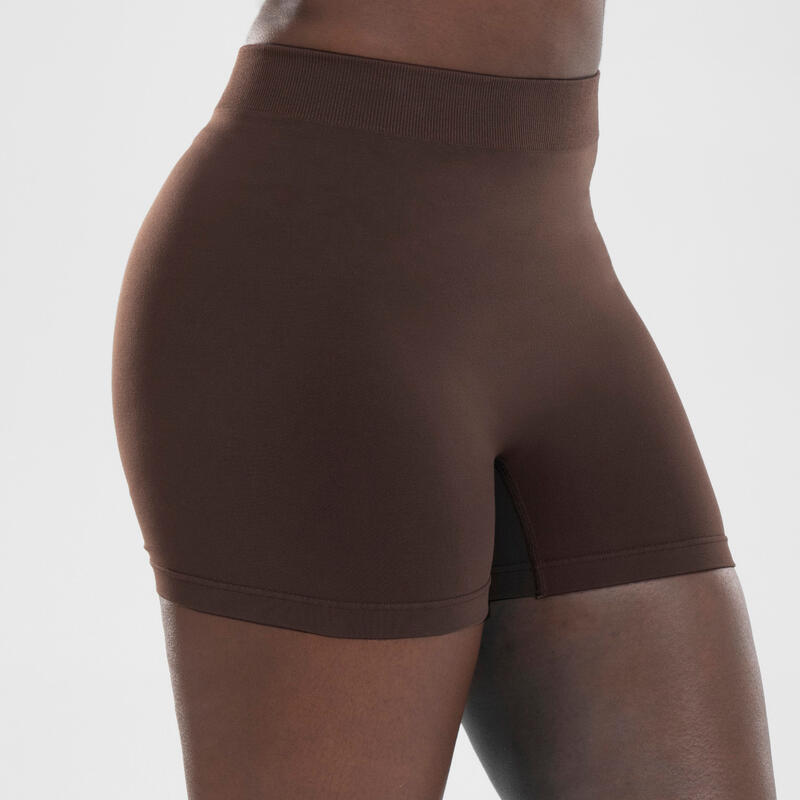 Naadloze short voor moderne dans dames dark chocolate