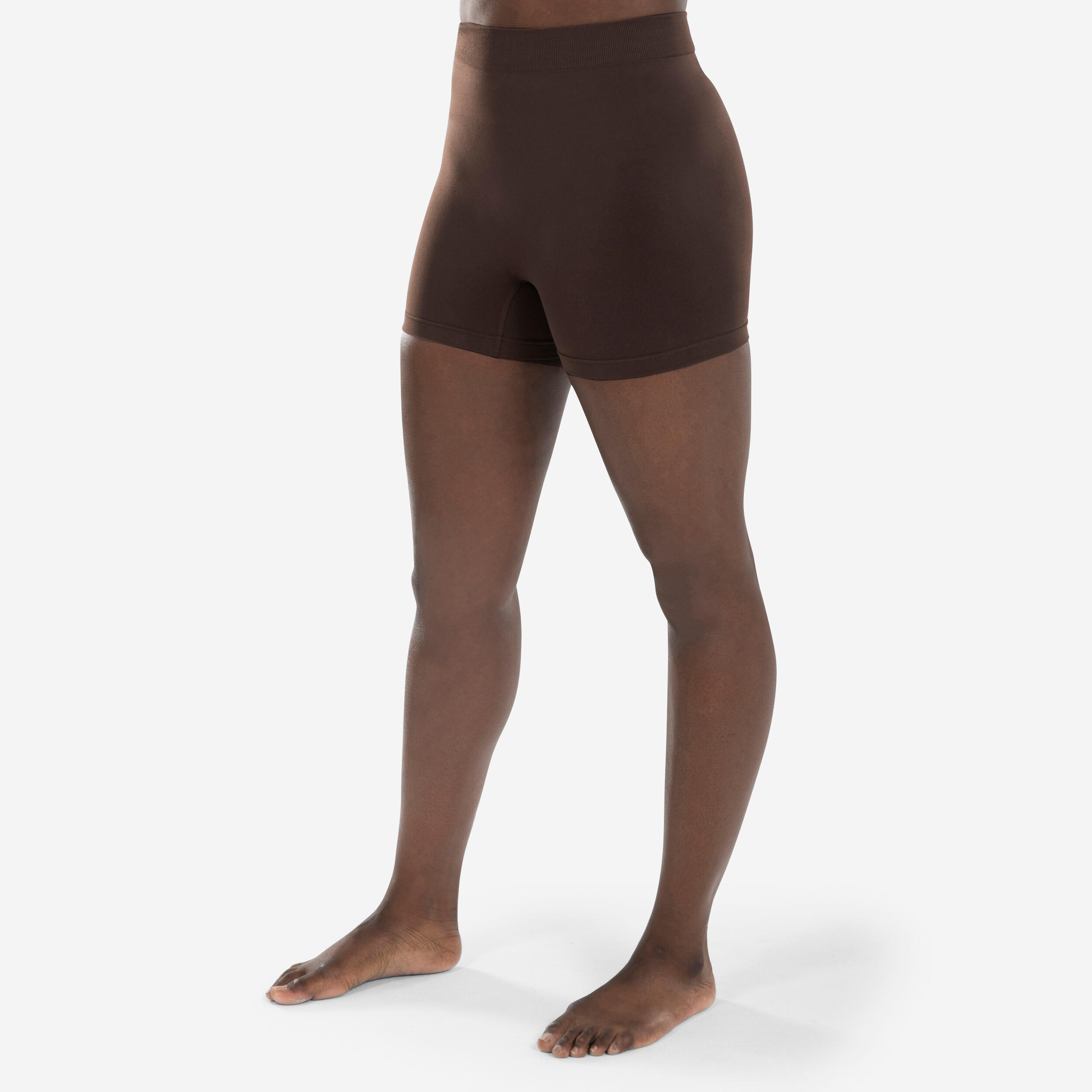 Pantaloncini da danza moderna da donna senza cuciture color cioccolato fondente