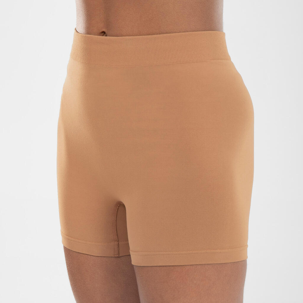 Tanzshorts Modern Jazz nahtlos hohe Taille Damen - beige