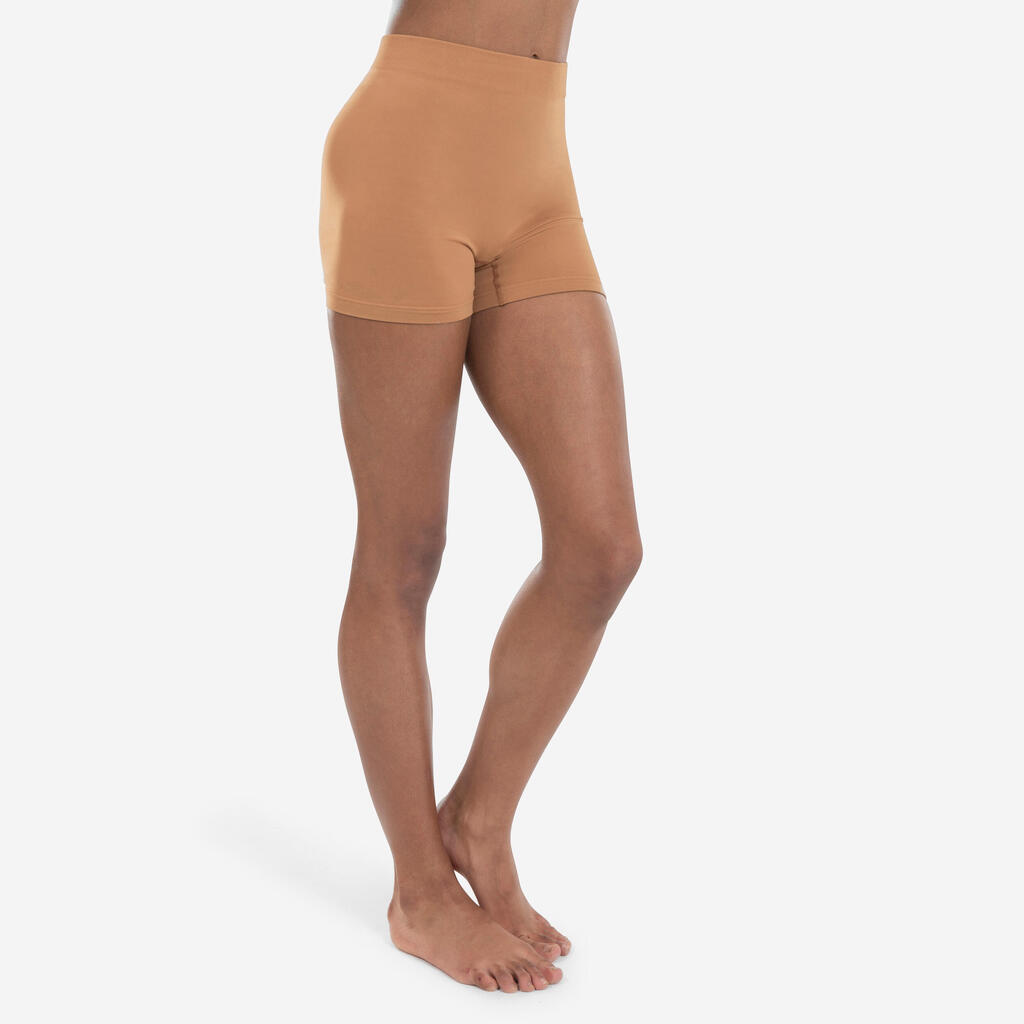 Women's Modern Jazz Seamless High-Waisted Shorts - Beige