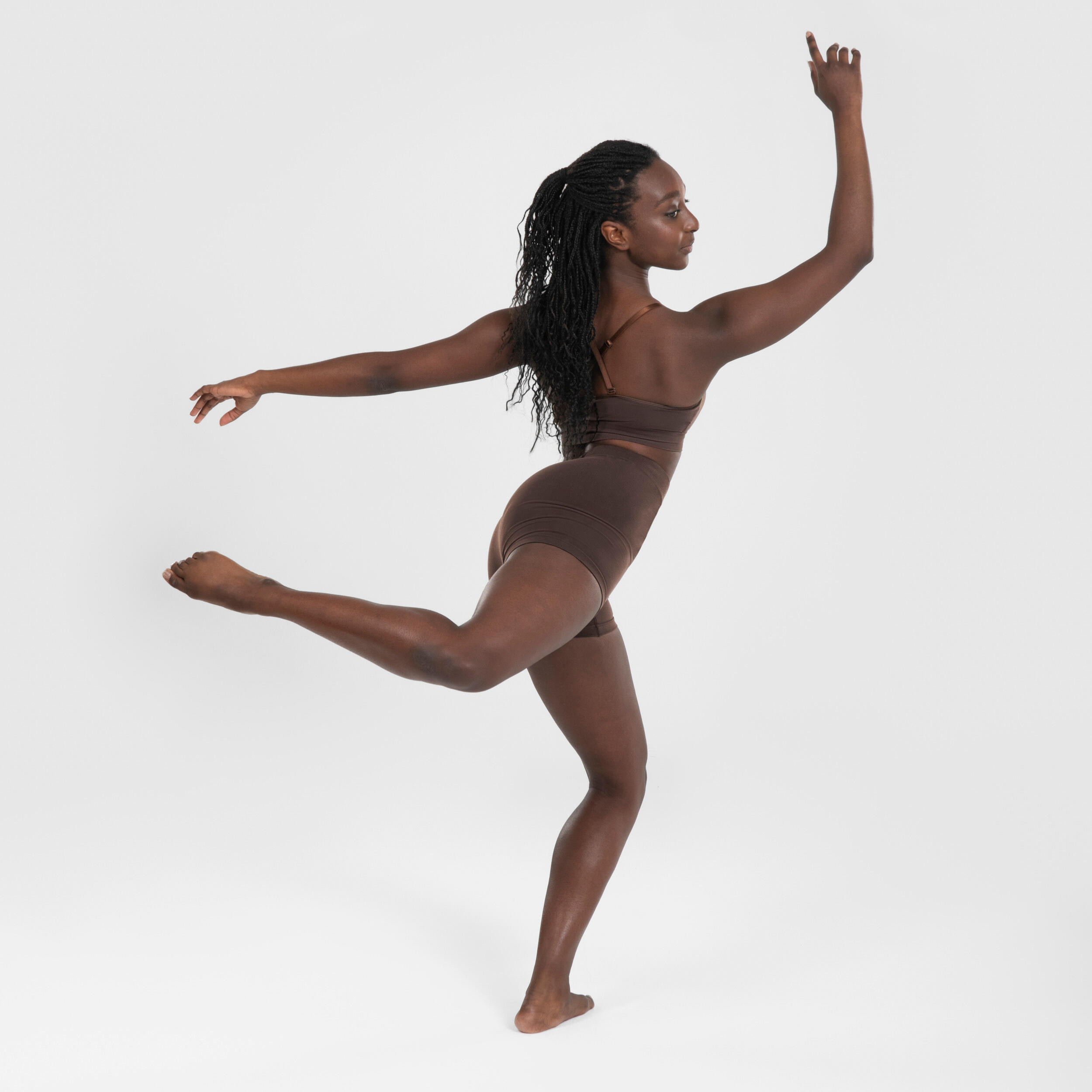 Women's Seamless Modern Dance Shorts - Dark Chocolate 2/6