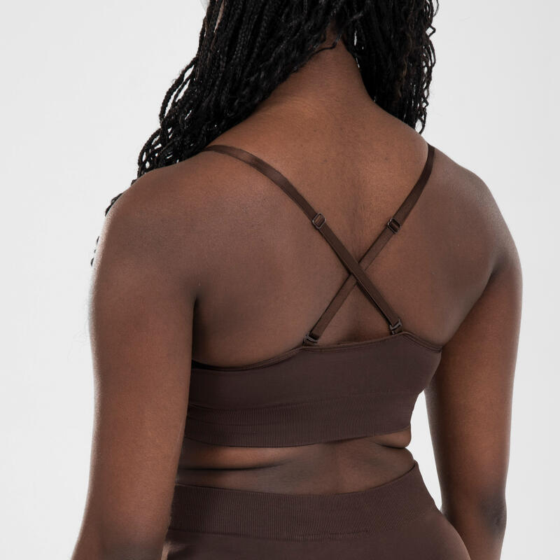 Brassière de danse femme bretelles convertibles pour galas Marron foncé