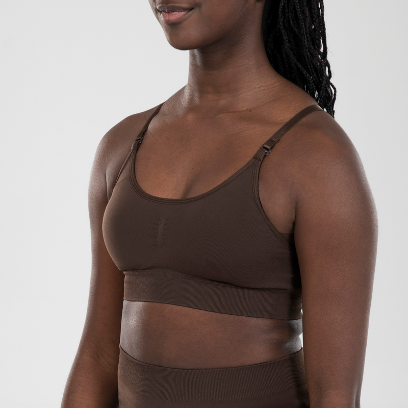 Brassiere de danse femme bretelles convertibles pour galas Marron fonce pour les clubs et collectivites Decathlon Pro