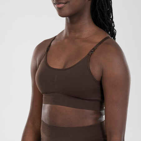 Women's Convertible Strap Dance Show Sports Bra -
Dark Brown