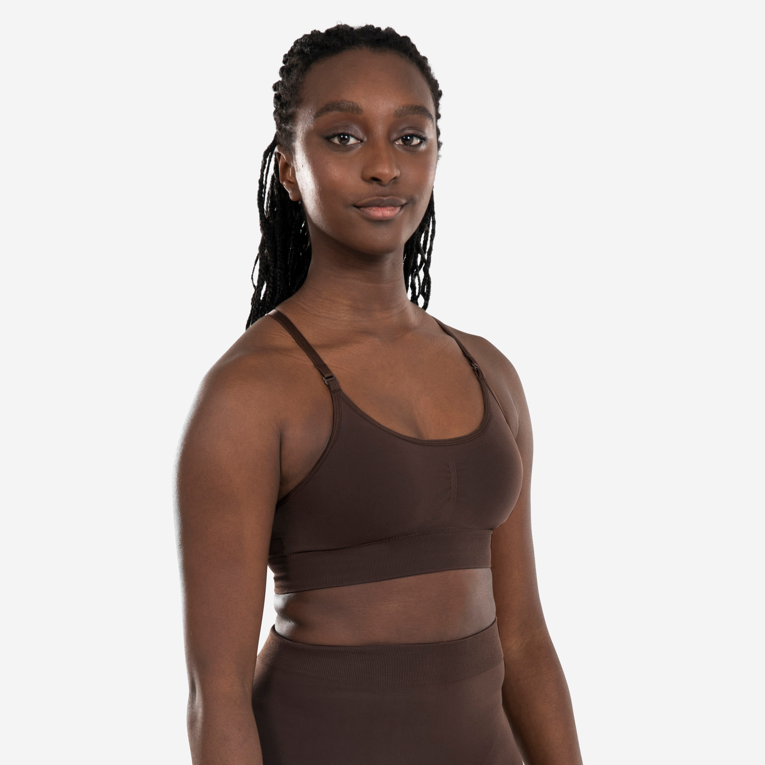 DEBARDEUR DOUBLE BRASSIERE DOMYOS DECATHLON BEIGE NOIR FEMME TAILLE 34/36