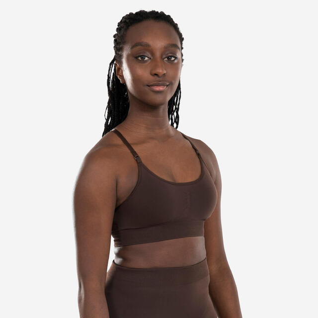 Tanz-Bustier Modern Dance Damen nahtlos - dunkelbraun