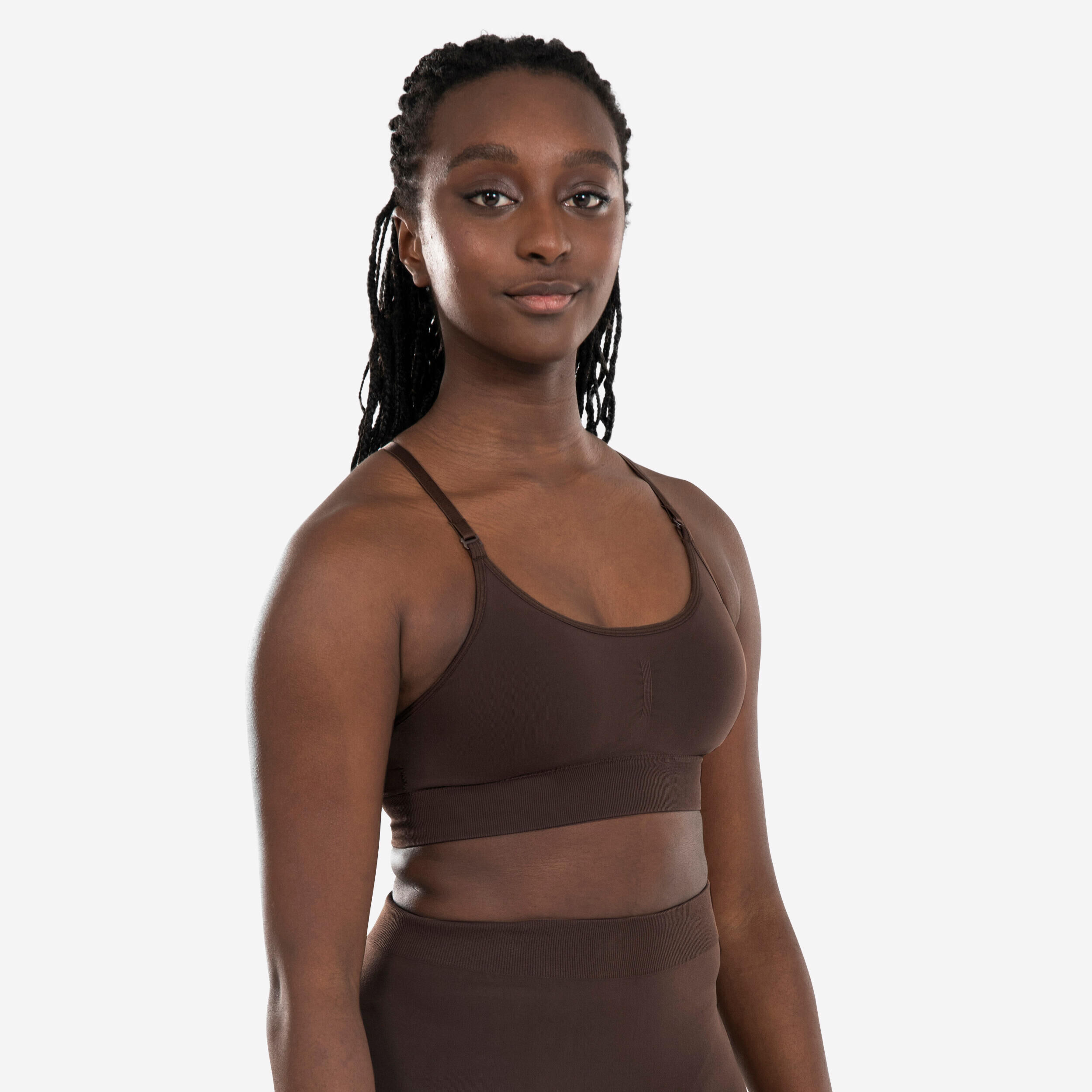 STAREVER Women's Convertible Strap Dance Show Sports Bra -
Dark Brown