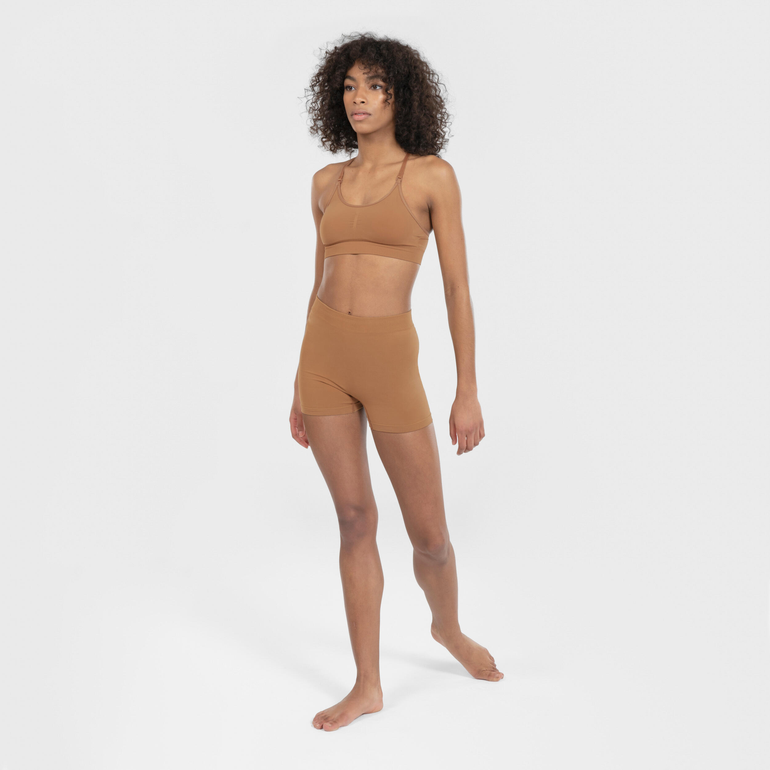 Women's Modern Jazz Seamless High-Waisted Shorts - Caramel 2/5