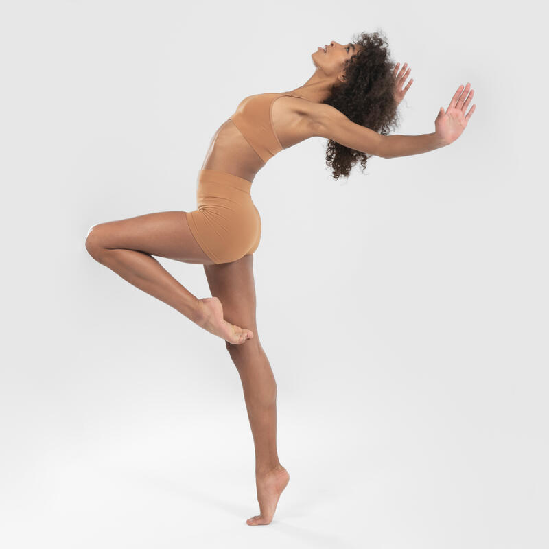 女款可換式肩帶舞蹈表演內衣－淺褐色