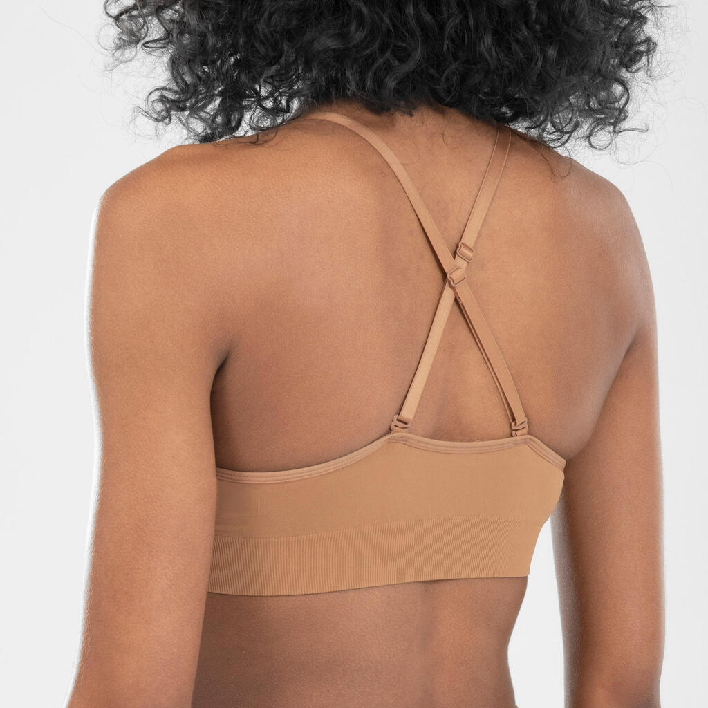 Women's Modern Jazz Dance Seamless Convertible Strap Bra - Beige