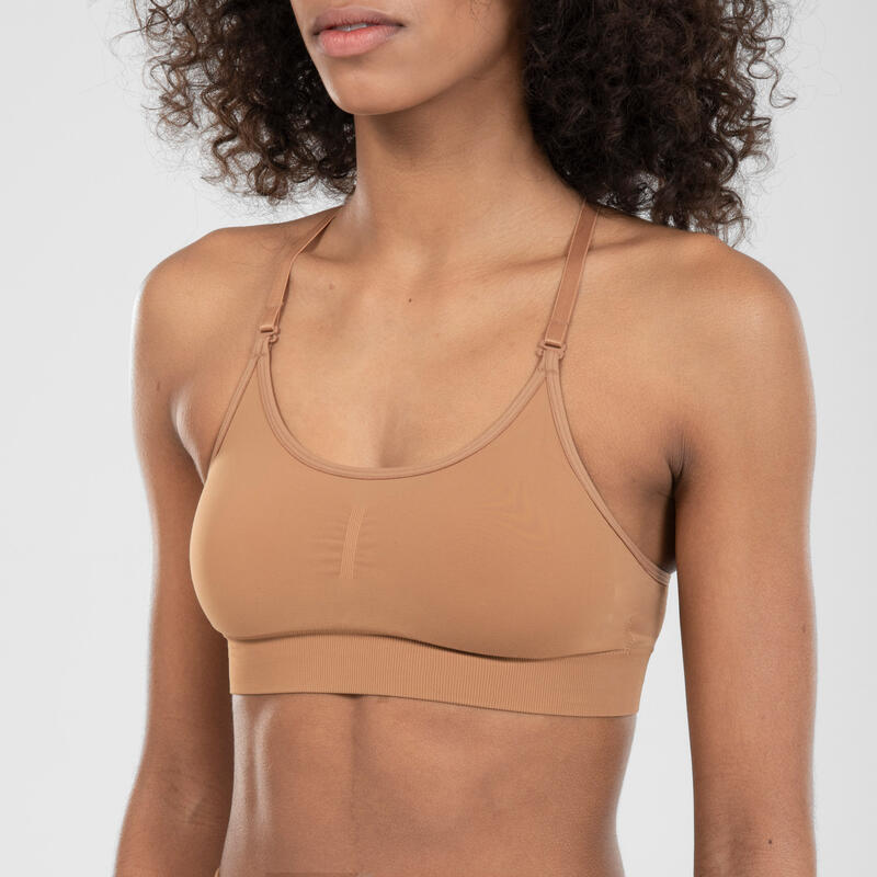 Women's Gala Sports Bra with Convertible Straps - Light Brown