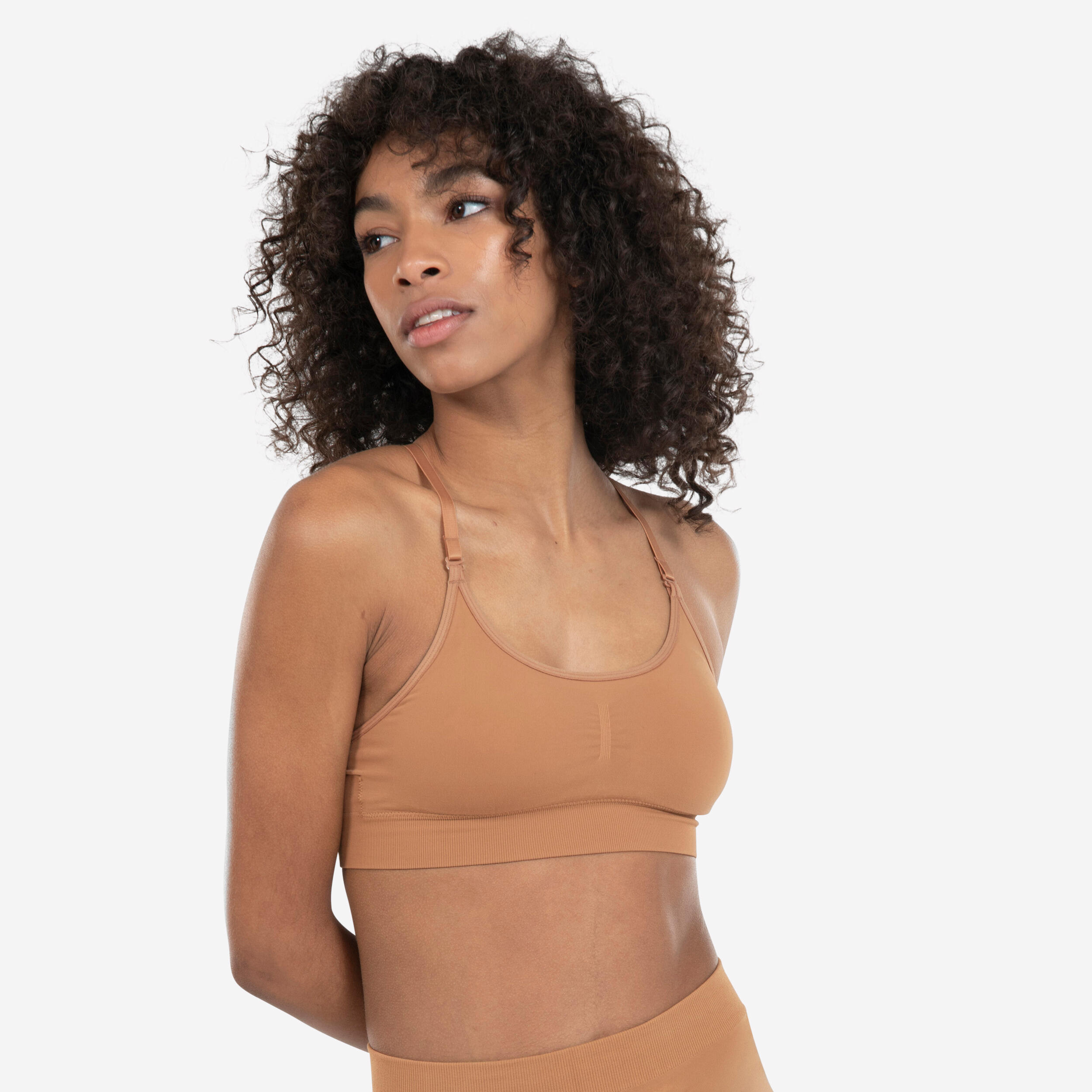 Women's Gala Sports Bra with Convertible Straps - Light Brown 1/9