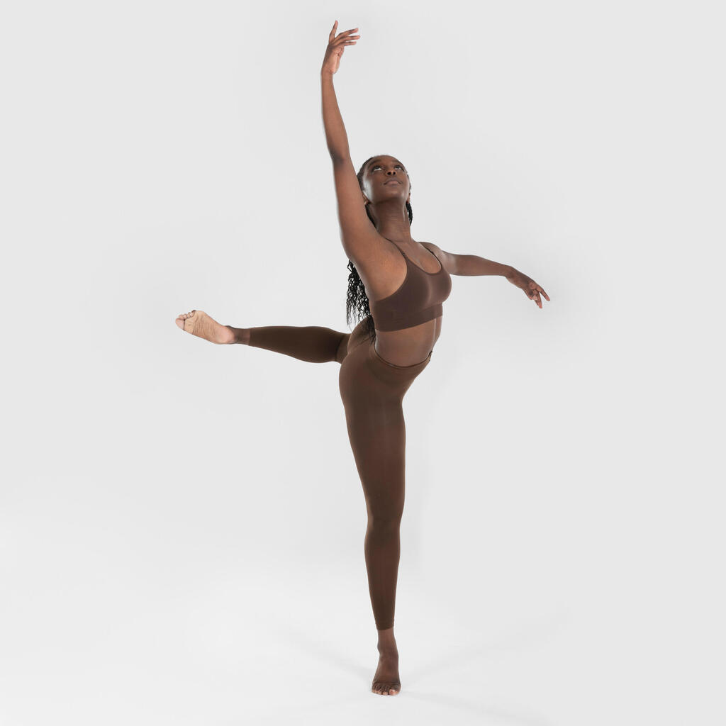 Moteriškos baleto tamprės be pėdų, tamsiai rudos