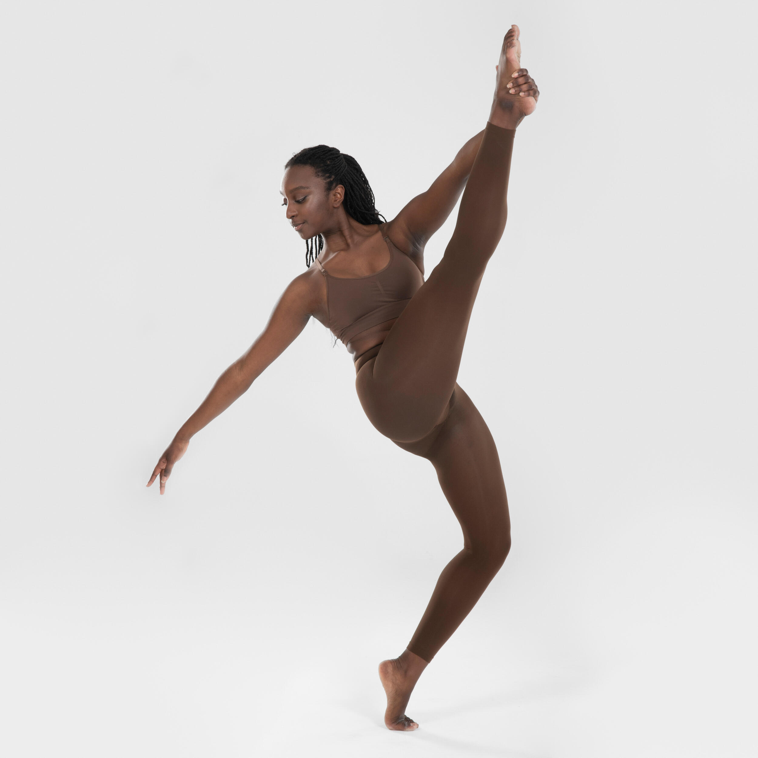Collant danza classica donna senza piede marrone scuro 4/7