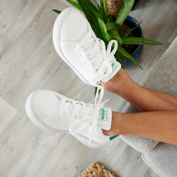 Advantage Clean Kids' Tennis Shoes - White/Green ADIDAS - Decathlon