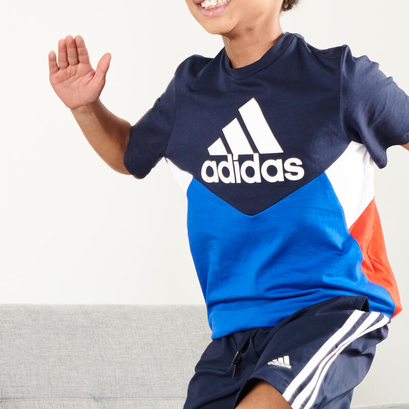 Camiseta Adidas Azul Colorblock Algodón