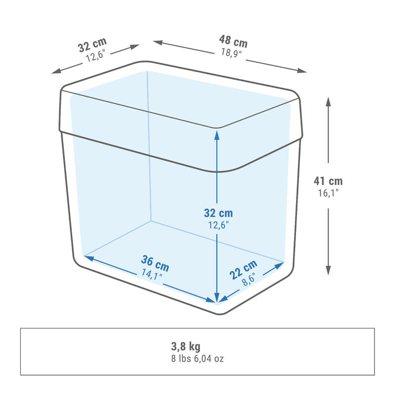 GLACIERE RIGIDE DE CAMPING - 32 LITRES - CONSERVATION AU FRAIS 14 HEURES