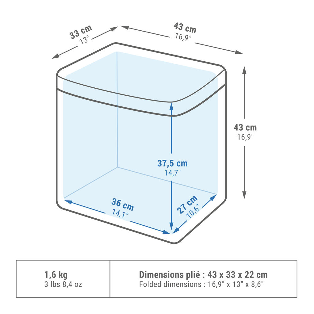 Skladný kempingový chladiaci box 35 litrov - uchová chlad počas 17 hodín