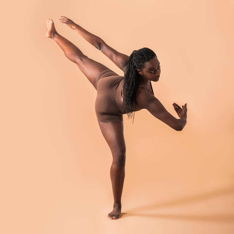 Calções de Dança Moderna sem Costuras Mulher Chocolate Preto