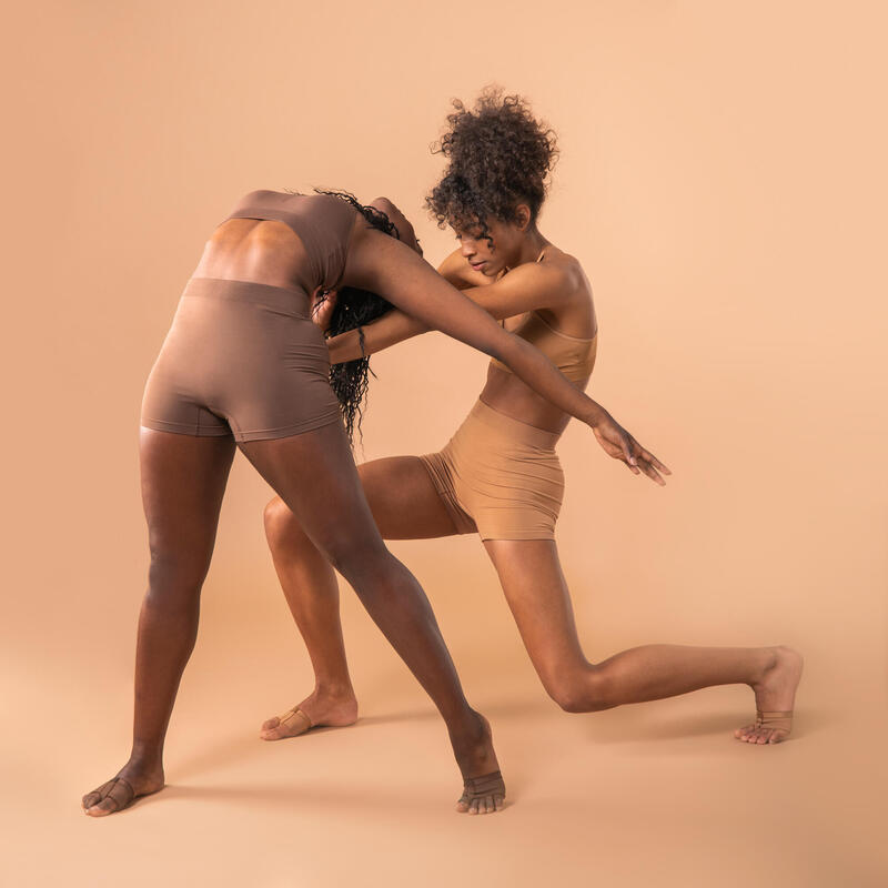 女款可換式肩帶舞蹈表演內衣－淺褐色