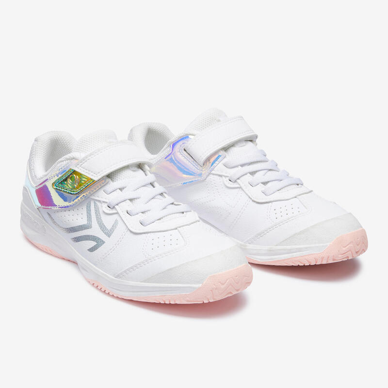 Zapatilla tenis con tira adherente Niños Artengo TS160 blanca