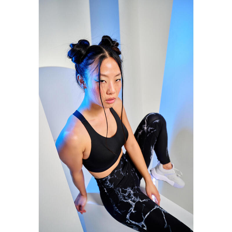 Corrigerende dameslegging voor cardiofitness met hoge taille marmerprint